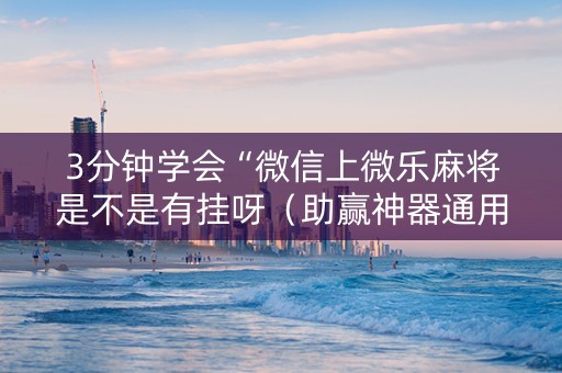 3分钟学会“微信上微乐麻将是不是有挂呀（助赢神器通用版）