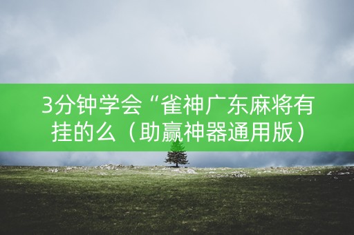 3分钟学会“雀神广东麻将有挂的么（助赢神器通用版）