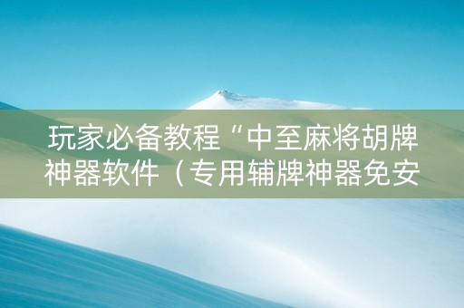 玩家必备教程“中至麻将胡牌神器软件（专用辅牌神器免安装）