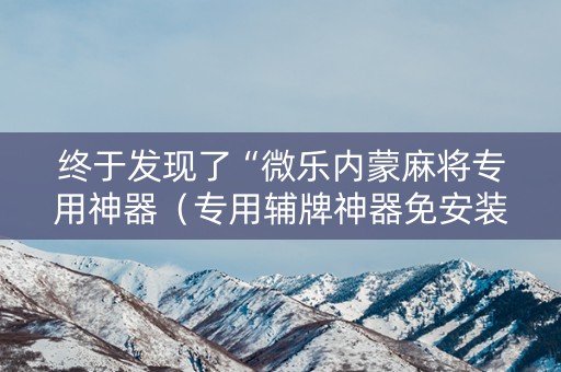 终于发现了“微乐内蒙麻将专用神器（专用辅牌神器免安装）
