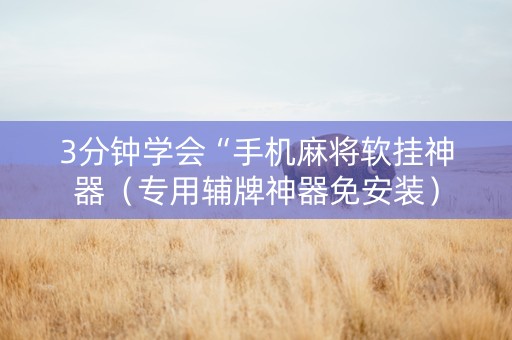 3分钟学会“手机麻将软挂神器（专用辅牌神器免安装）