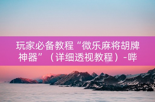 玩家必备教程“微乐麻将胡牌神器”（详细透视教程）-哔哩哔哩