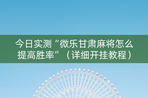 今日实测“微乐甘肃麻将怎么提高胜率”（详细开挂教程）-哔哩哔哩