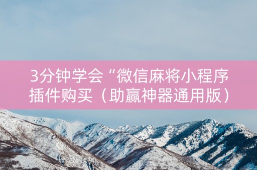 3分钟学会“微信麻将小程序插件购买（助赢神器通用版）