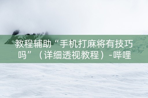 教程辅助“手机打麻将有技巧吗”（详细透视教程）-哔哩哔哩