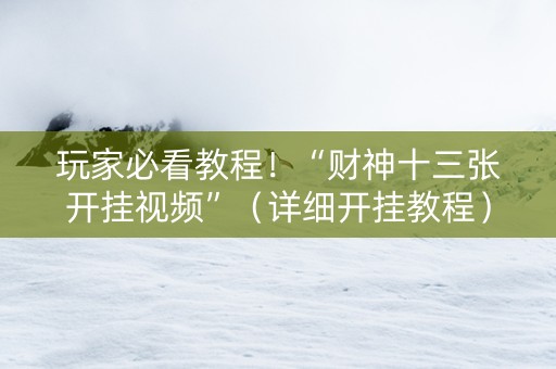 玩家必看教程！“财神十三张开挂视频”（详细开挂教程）-哔哩哔哩