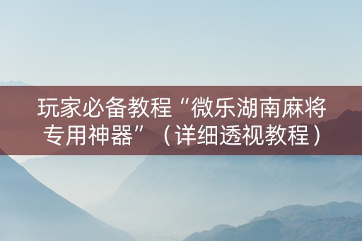 玩家必备教程“微乐湖南麻将专用神器”（详细透视教程）-哔哩哔哩