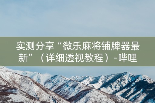 实测分享“微乐麻将铺牌器最新”（详细透视教程）-哔哩哔哩