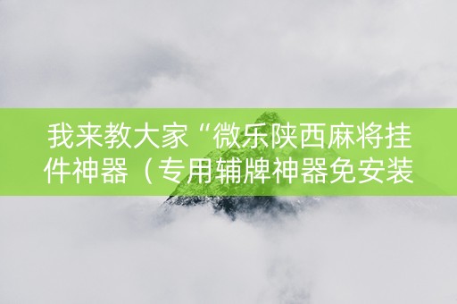 我来教大家“微乐陕西麻将挂件神器（专用辅牌神器免安装）