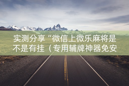实测分享“微信上微乐麻将是不是有挂（专用辅牌神器免安装）