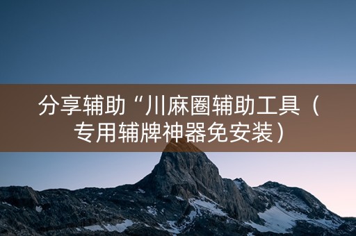 分享辅助“川麻圈辅助工具（专用辅牌神器免安装）