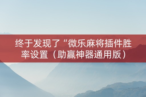 终于发现了“微乐麻将插件胜率设置（助赢神器通用版）