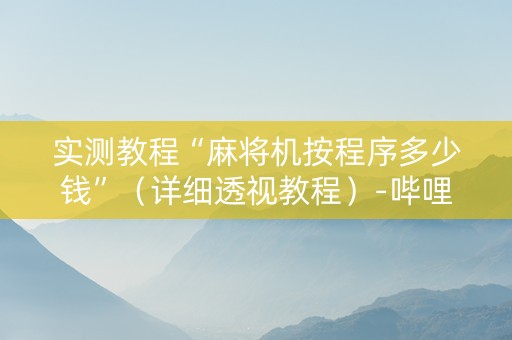 实测教程“麻将机按程序多少钱”（详细透视教程）-哔哩哔哩