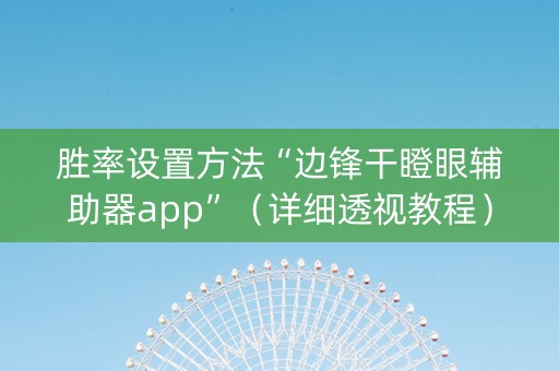 胜率设置方法“边锋干瞪眼辅助器app”（详细透视教程）-哔哩哔哩