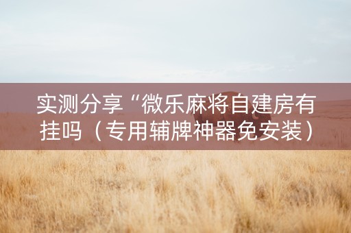 实测分享“微乐麻将自建房有挂吗（专用辅牌神器免安装）