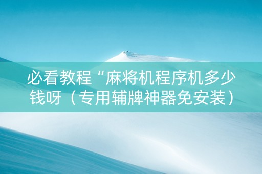 必看教程“麻将机程序机多少钱呀（专用辅牌神器免安装）