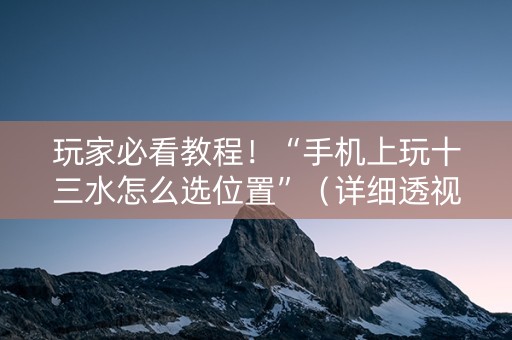 玩家必看教程！“手机上玩十三水怎么选位置”（详细透视教程）-哔哩哔哩