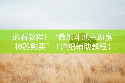 必看教程！“微乐斗地主助赢神器购买”（详细辅助教程）-哔哩哔哩