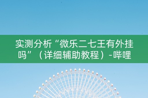 实测分析“微乐二七王有外挂吗”（详细辅助教程）-哔哩哔哩