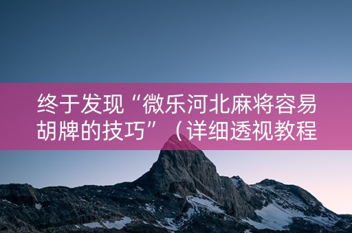 终于发现“微乐河北麻将容易胡牌的技巧”（详细透视教程）-哔哩哔哩