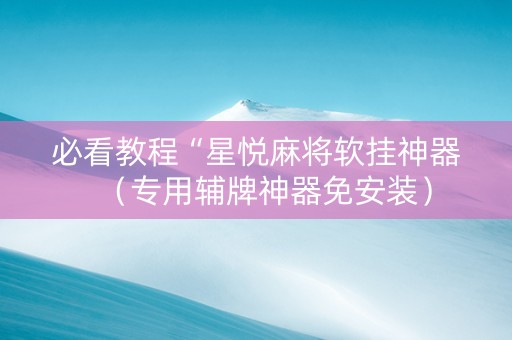 必看教程“星悦麻将软挂神器（专用辅牌神器免安装）