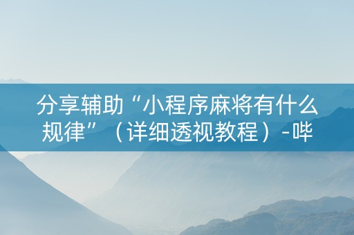 分享辅助“小程序麻将有什么规律”（详细透视教程）-哔哩哔哩