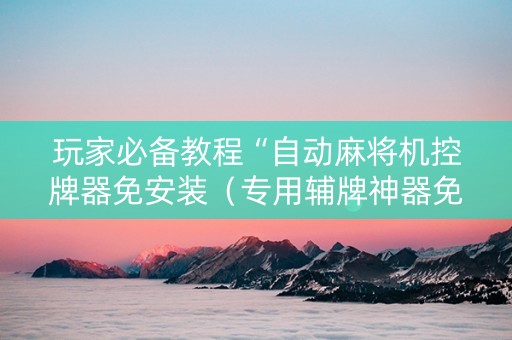玩家必备教程“自动麻将机控牌器免安装（专用辅牌神器免安装）