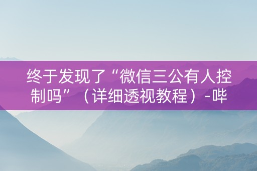 终于发现了“微信三公有人控制吗”（详细透视教程）-哔哩哔哩