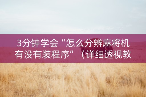 3分钟学会“怎么分辨麻将机有没有装程序”（详细透视教程）-哔哩哔哩
