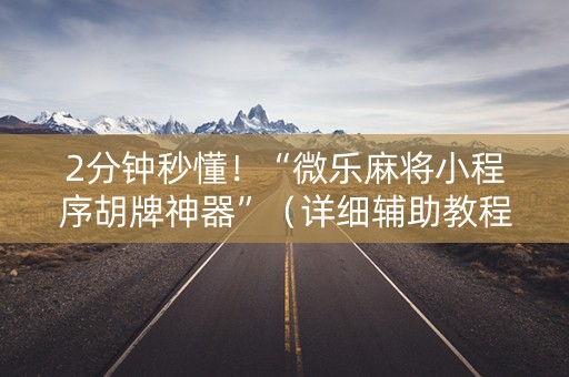 2分钟秒懂！“微乐麻将小程序胡牌神器”（详细辅助教程）-哔哩哔哩
