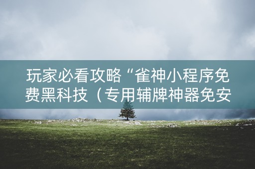玩家必看攻略“雀神小程序免费黑科技（专用辅牌神器免安装）