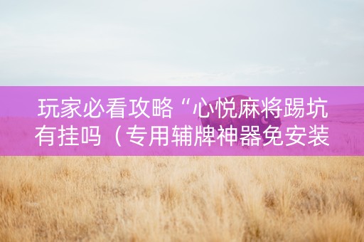 玩家必看攻略“心悦麻将踢坑有挂吗（专用辅牌神器免安装）