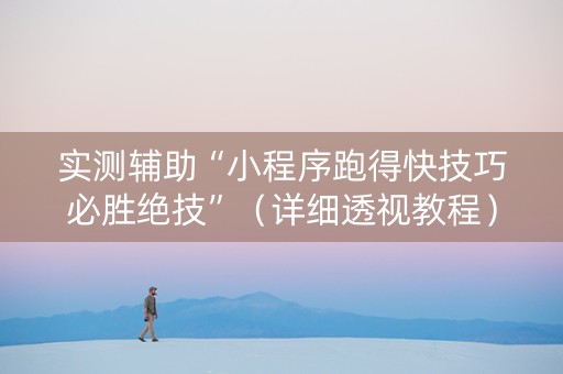 实测辅助“小程序跑得快技巧必胜绝技”（详细透视教程）-哔哩哔哩