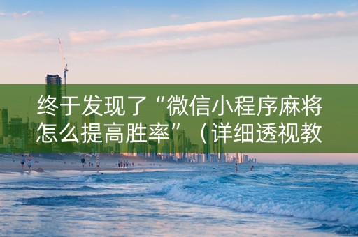 终于发现了“微信小程序麻将怎么提高胜率”（详细透视教程）-哔哩哔哩