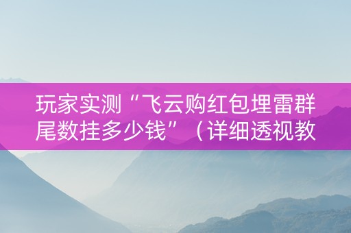 玩家实测“飞云购红包埋雷群尾数挂多少钱”（详细透视教程）-哔哩哔哩
