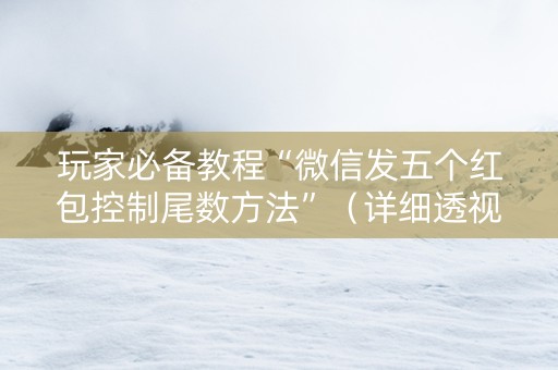玩家必备教程“微信发五个红包控制尾数方法”（详细透视教程）-哔哩哔哩