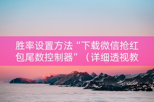 胜率设置方法“下载微信抢红包尾数控制器”（详细透视教程）-哔哩哔哩