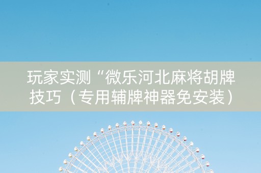 玩家实测“微乐河北麻将胡牌技巧（专用辅牌神器免安装）