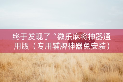 终于发现了“微乐麻将神器通用版（专用辅牌神器免安装）