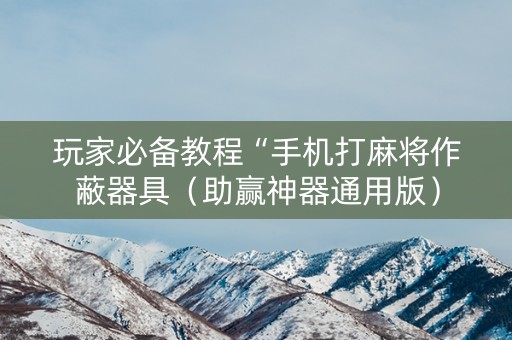 玩家必备教程“手机打麻将作蔽器具（助赢神器通用版）