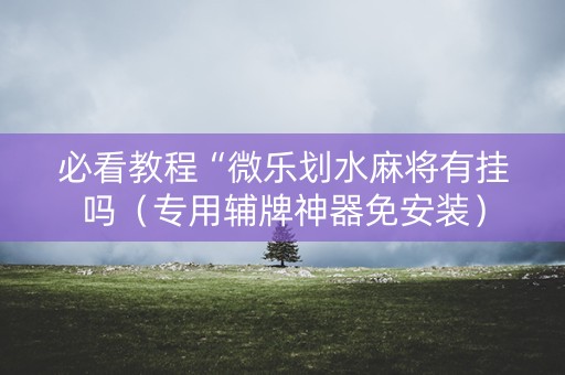 必看教程“微乐划水麻将有挂吗（专用辅牌神器免安装）