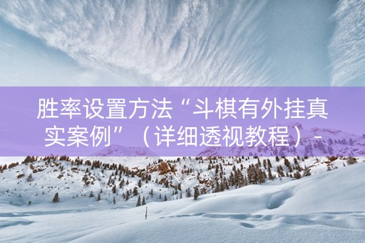 胜率设置方法“斗棋有外挂真实案例”（详细透视教程）-哔哩哔哩