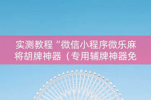 实测教程“微信小程序微乐麻将胡牌神器（专用辅牌神器免安装）