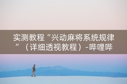 实测教程“兴动麻将系统规律”（详细透视教程）-哔哩哔哩