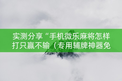 实测分享“手机微乐麻将怎样打只赢不输（专用辅牌神器免安装）