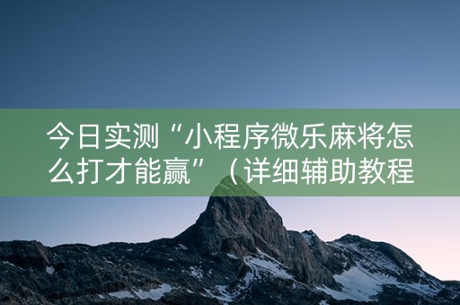 今日实测“小程序微乐麻将怎么打才能赢”（详细辅助教程）-哔哩哔哩