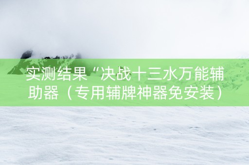 实测结果“决战十三水万能辅助器（专用辅牌神器免安装）