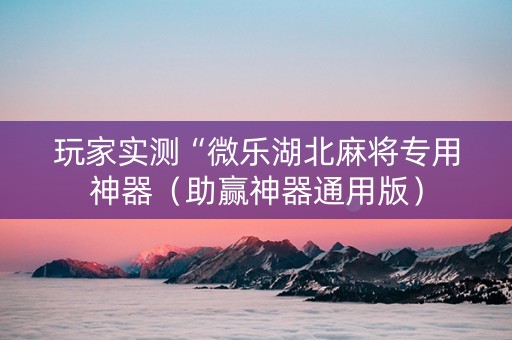 玩家实测“微乐湖北麻将专用神器（助赢神器通用版）