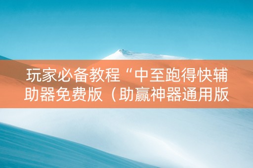 玩家必备教程“中至跑得快辅助器免费版（助赢神器通用版）