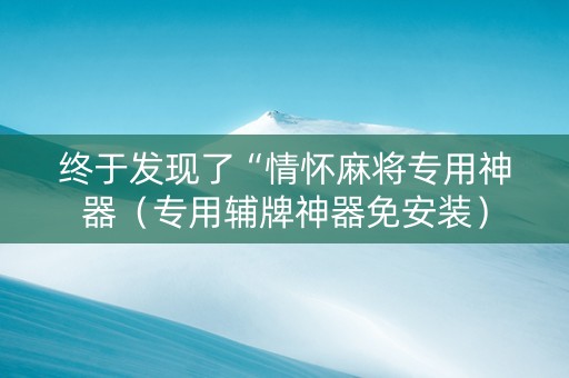 终于发现了“情怀麻将专用神器（专用辅牌神器免安装）